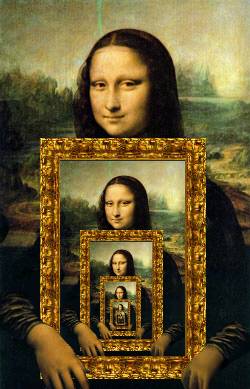Mona Lisa holding her own painting